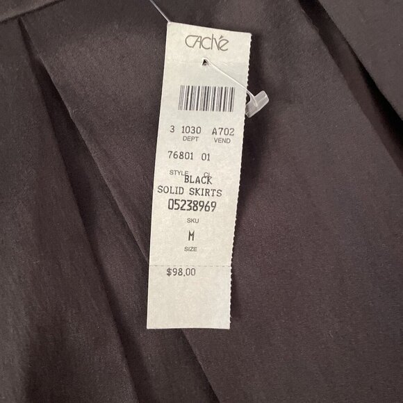 Cache Womens Black Pleated Solid Skirt M 48% Polyester 45% Nylon 7% Lycra Lining - Picture 5 of 9